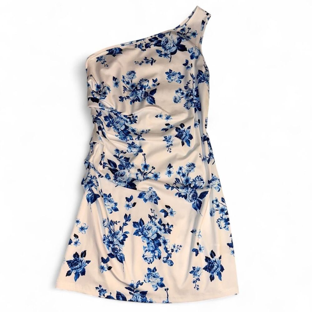 Shein Women's White and Blue Dress
